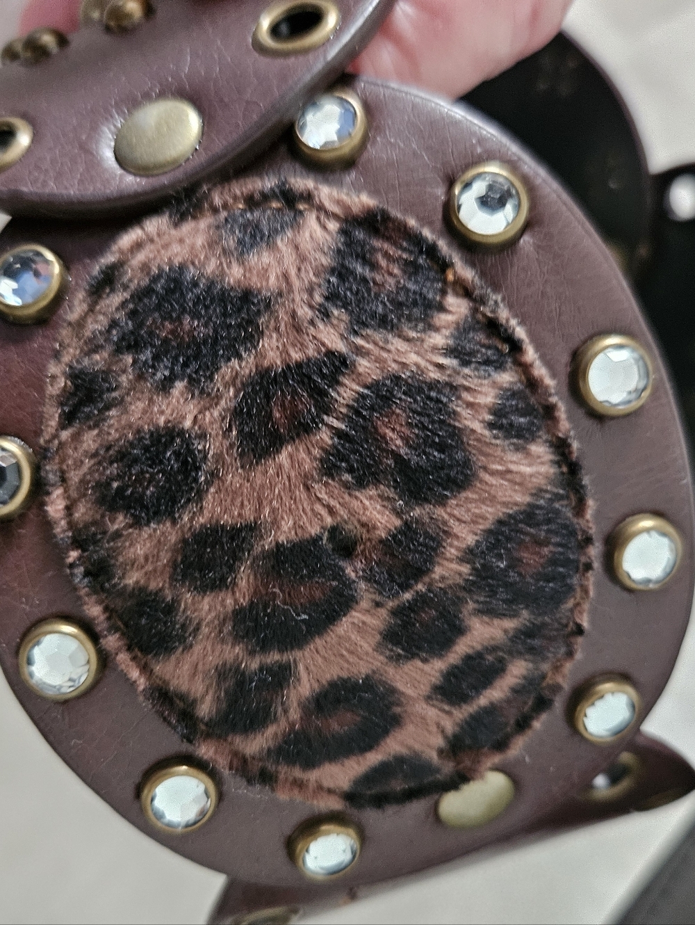Western Belt Animal Hair Insets Rhinestones - Picture 6 of 6